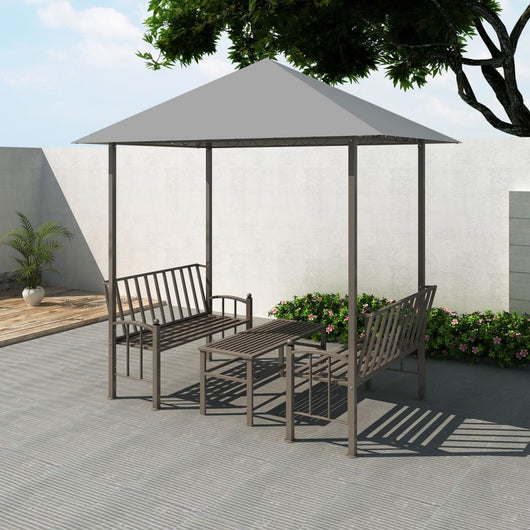 Padiglione Giardino con Tavolo e Panche 2,5x1,5x2,4m Antracite 44755