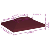 Copertura Superiore per Gazebo a 2 Strati 310g/m² 4x3m Bordeaux 44761