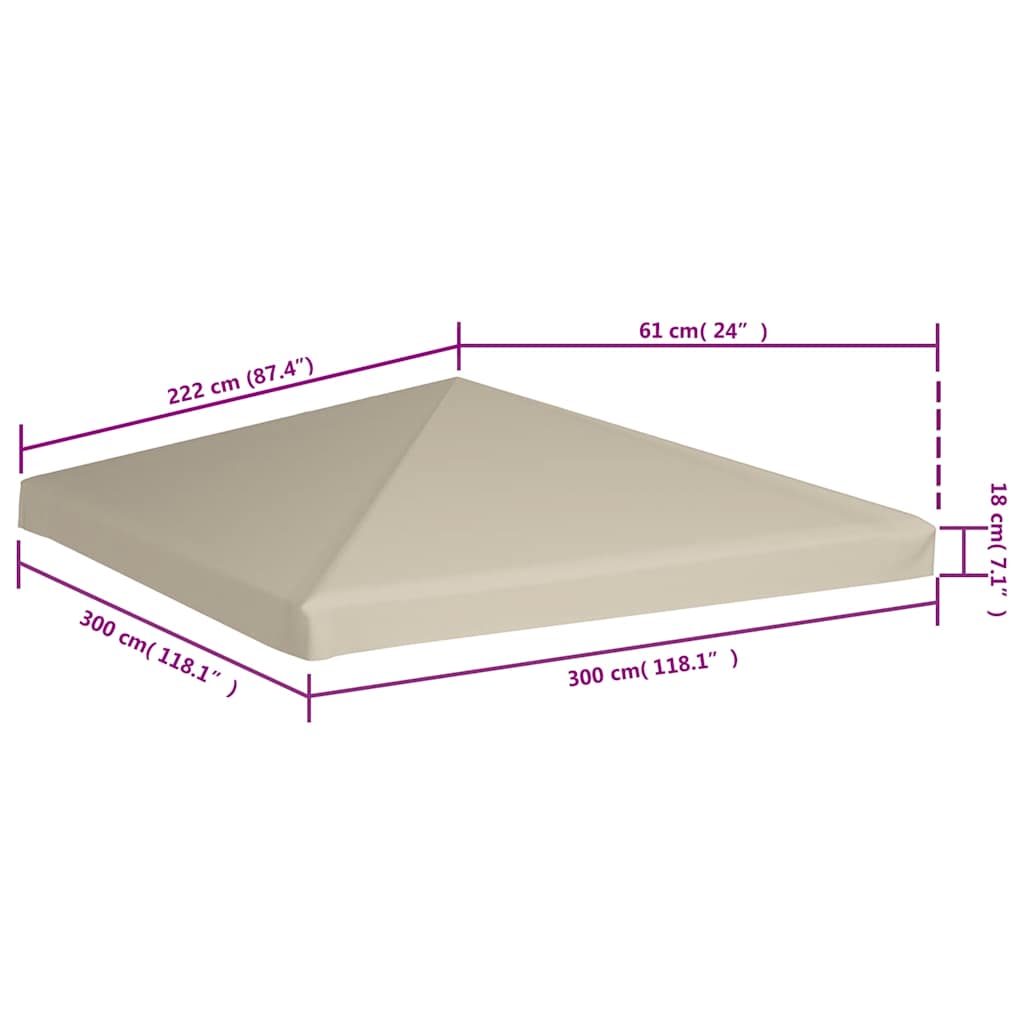 Tetto per Gazebo 310 g/m² 3x3 m Beige 44778