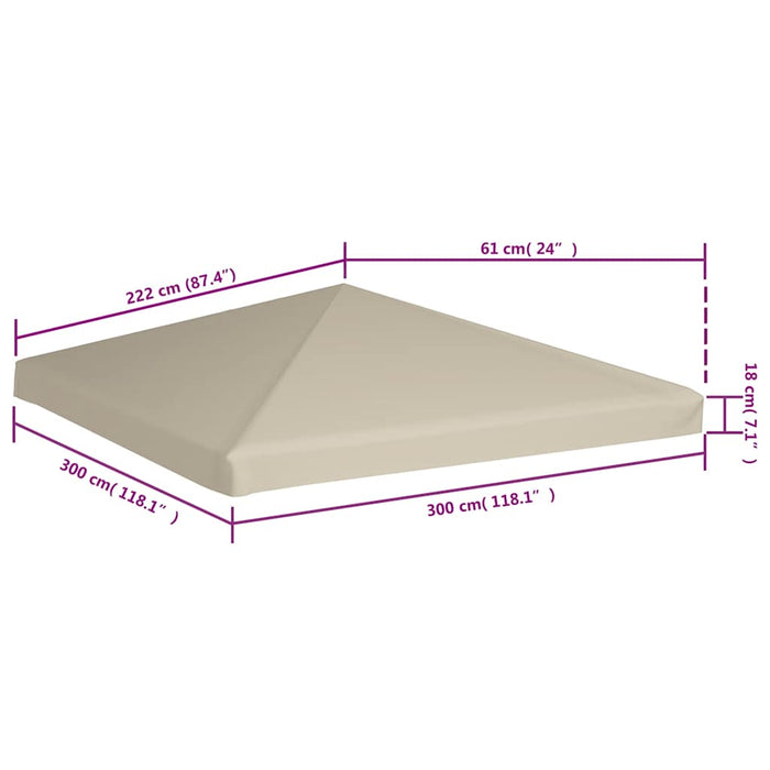 Tetto per Gazebo 310 g/m² 3x3 m Beige 44778