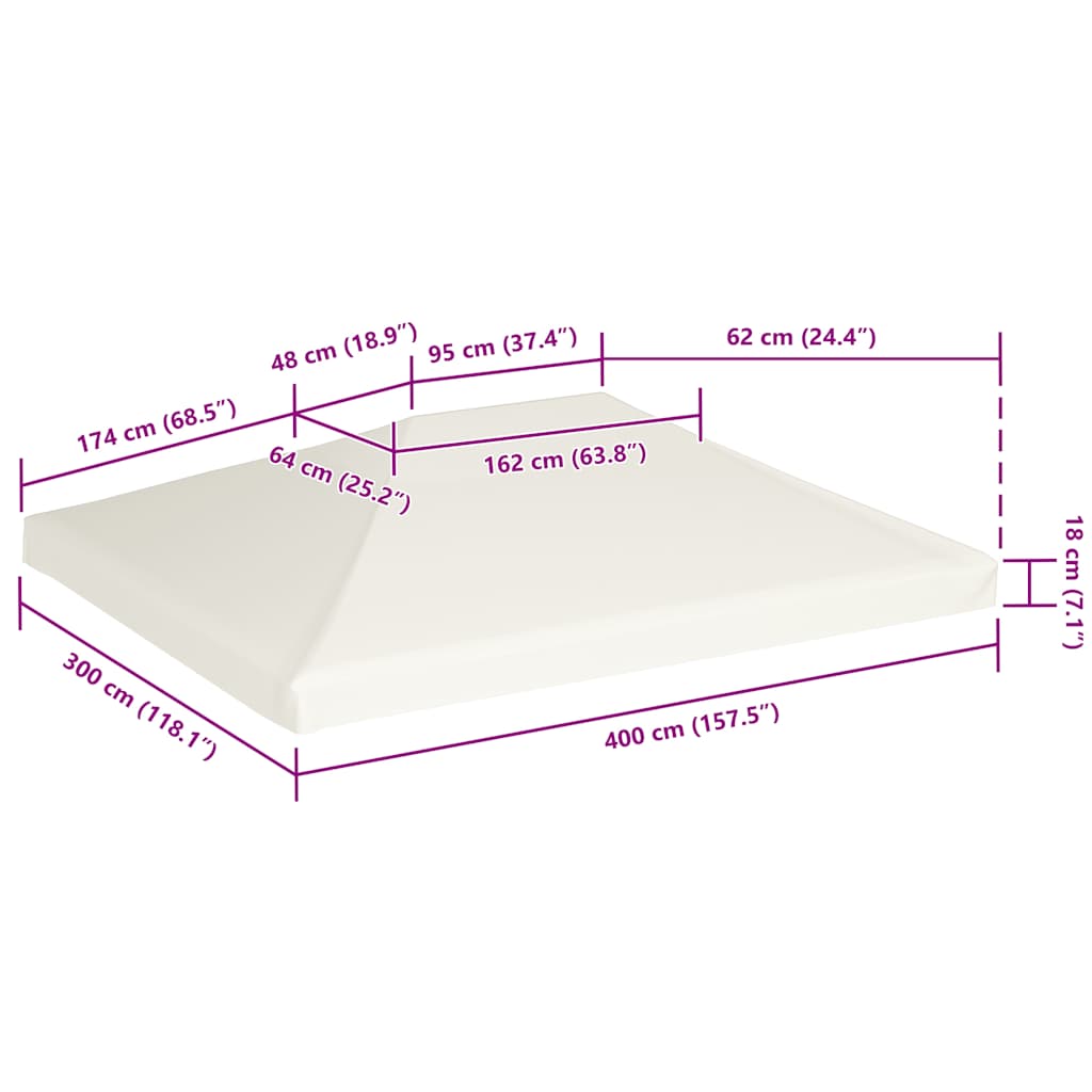 Copertura Superiore per Gazebo 310 g/m² 4x3 m Bianco Crema 44783