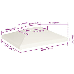 Copertura Superiore per Gazebo 310 g/m² 4x3 m Bianco Crema 44783