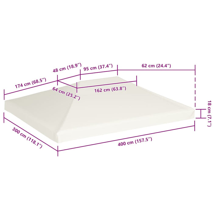 Copertura Superiore per Gazebo 310 g/m² 4x3 m Bianco Crema 44783