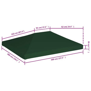 Copertura Superiore per Gazebo 310 g/m² 4x3m Verde 44785