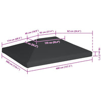 Copertura Superiore per Gazebo 310 g/m² 4x3m Grigia 44787