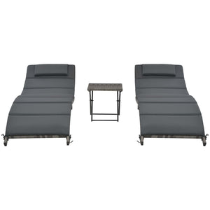 Set di sedie a sdraio pieghevoli 3 pezzi in resina midollino grigio 02_0011994