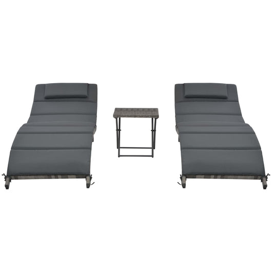 Set di sedie a sdraio pieghevoli 3 pezzi in resina midollino grigio 02_0011994