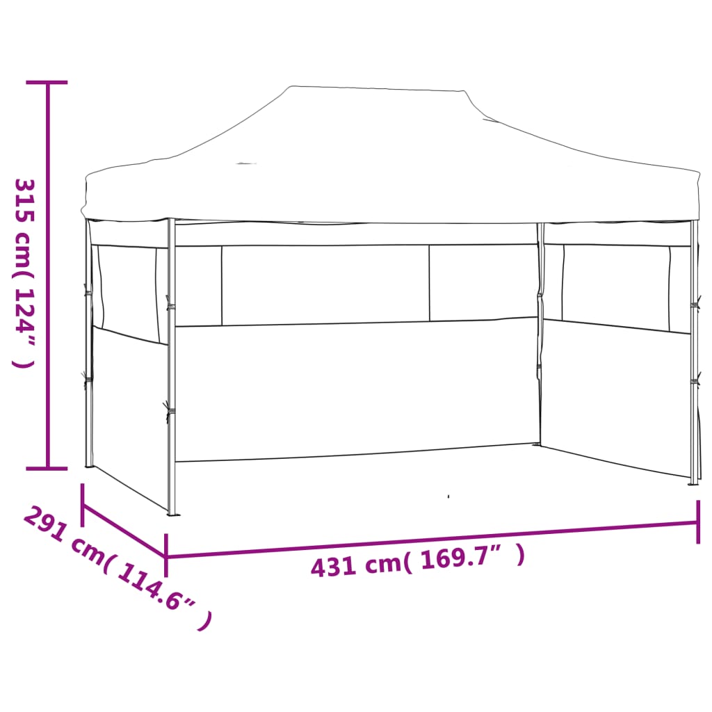 Tenda Pieghevole con 3 Pareti 3x4,5 m Antracite cod mxl 53117