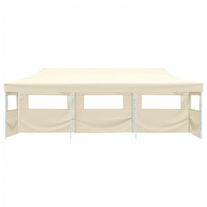 Tenda Pieghevole Pop-Up con 5 Pareti Laterali 3x9 m Crema