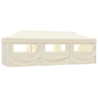 Tenda Pieghevole Pop-Up con 8 Pareti Laterali 3x9 m Crema