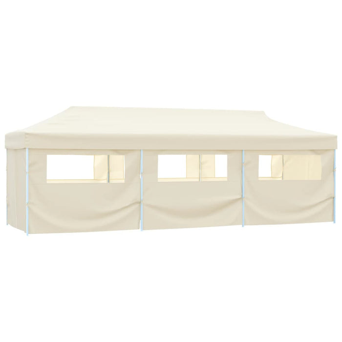 Tenda Pieghevole Pop-Up con 8 Pareti Laterali 3x9 m Crema