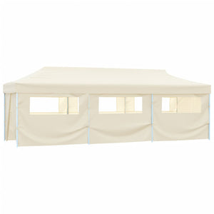 Tenda Pieghevole Pop-Up con 8 Pareti Laterali 3x9 m Crema