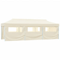 Tenda Pieghevole Pop-Up con 8 Pareti Laterali 3x9 m Crema 44976