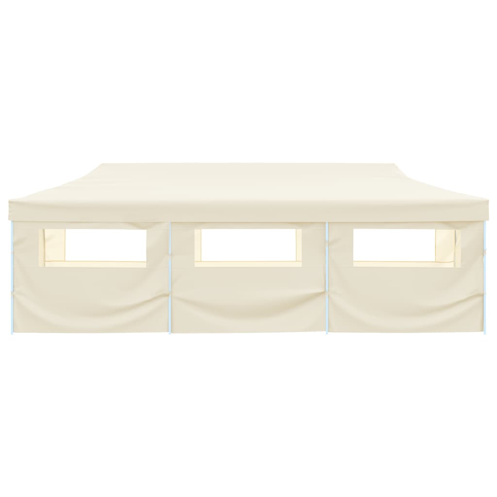 Tenda Pieghevole Pop-Up con 8 Pareti Laterali 3x9 m Crema