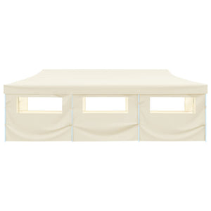 Tenda Pieghevole Pop-Up con 8 Pareti Laterali 3x9 m Crema