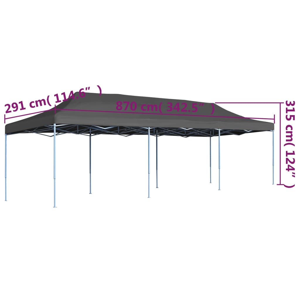 Tenda Pieghevole Pop-Up 3x9 m Antracite 44980