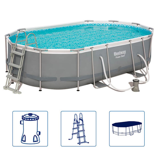 Bestway Set Piscina Ovale Power Steel 488x305x107 cm 56448 91625