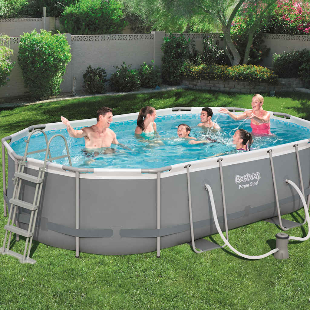 Bestway Set Piscina Ovale Power Steel 488x305x107 cm 56448 91625