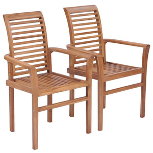 Sedie da Pranzo Impilabili 2 pz in Massello di Teak 44664