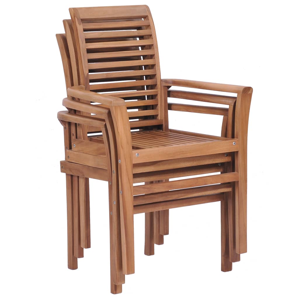 Sedie da Pranzo Impilabili 2 pz in Massello di Teak 44664