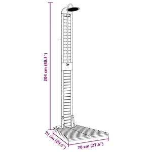 Doccia da Giardino in Legno Massello di Teak 70x75x204cm 44667