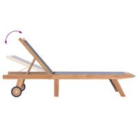 Lettino Pieghevole con Ruote in Massello di Teak e Textilene cod mxl 7134