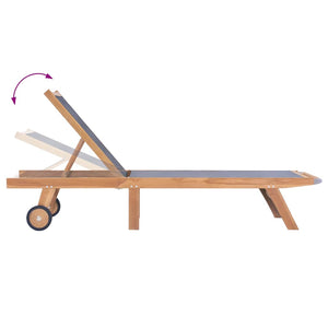 Lettino Pieghevole con Ruote in Massello di Teak e Textilene cod mxl 7134