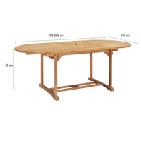 Tavolo da Pranzo Allungabile 150-200x100x75 cm Massello di Teak cod mxl 34196
