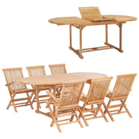 Set da Pranzo per Esterni 7 pz 150-200x100x75 cm Teak Massello cod mxl 35426