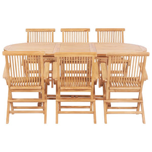 Set da Pranzo per Esterni 7 pz 150-200x100x75 cm Teak Massello cod mxl 35426