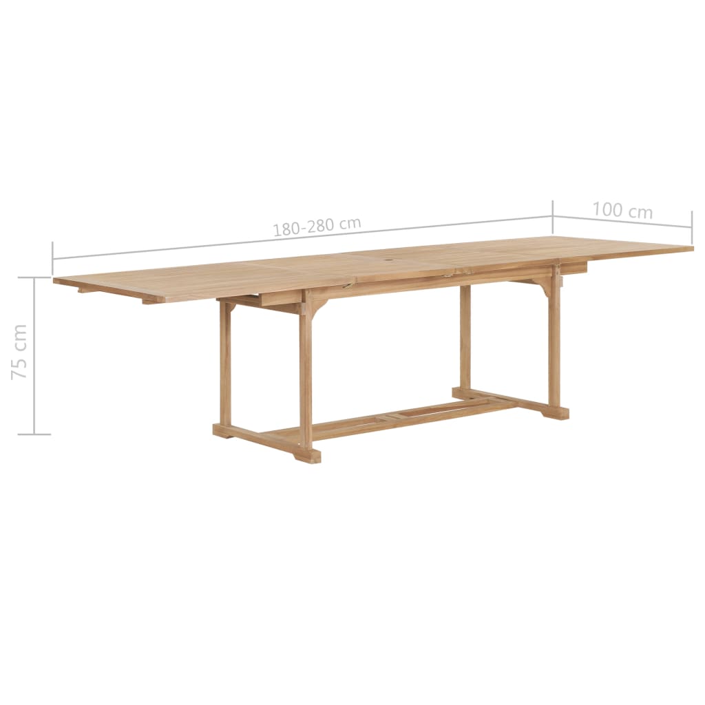 Tavolo da Giardino Allungabile 180-280x100x75 cm in Teak 44678
