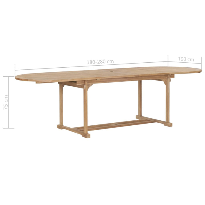 Tavolo da Giardino Allungabile 180-280x100x75cm in Teak Ovale 44679