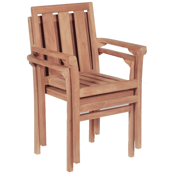 Sedie da Giardino Impilabili 2 pz in Legno Massello di Teak 44725