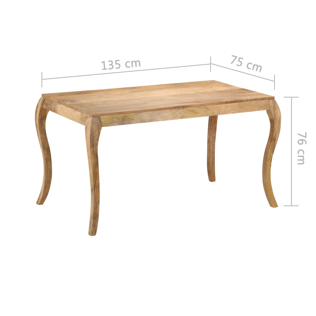 Tavolo da Pranzo in Legno Massello di Mango 135x75x76 cm 247114