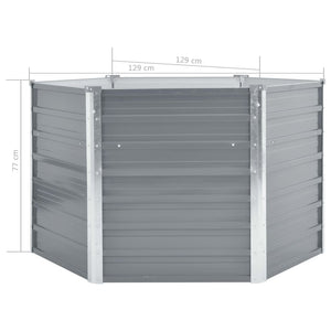 Fioriera rialzata piante fiori giardino acciaio zincato 129 x 129 x 77 cm grigio 02_0001089