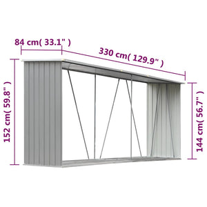 Capannone da Giardino-Casetta da Giardino in Acciaio Zincato 330x84x152cm Grigio