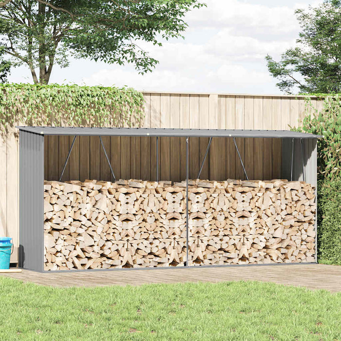 Capannone da Giardino in Acciaio Zincato 330x84x152cm Grigio 44859