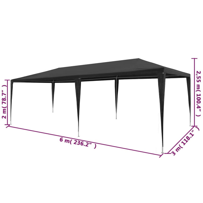 Tenda per Feste 3x6 m in PE Antracite 45088