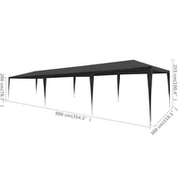 Tenda per Feste 3x9 m in PE Antracite 45089