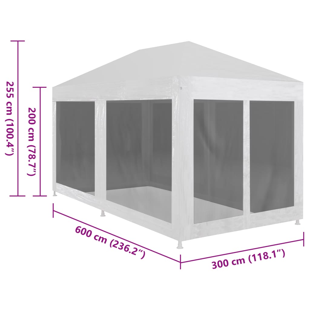 Tenda per Feste con 6 Pareti in Rete 6x3 m