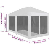 Tenda per Feste con 6 Pareti in Rete 6x3 m