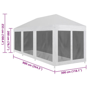Tenda per Feste con 8 Pareti in Rete 9x3 m 45111