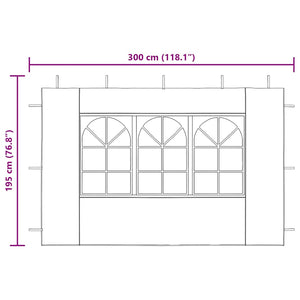 Parete per Tendostruttura 2 pz con Finestra in PE Blu 45115