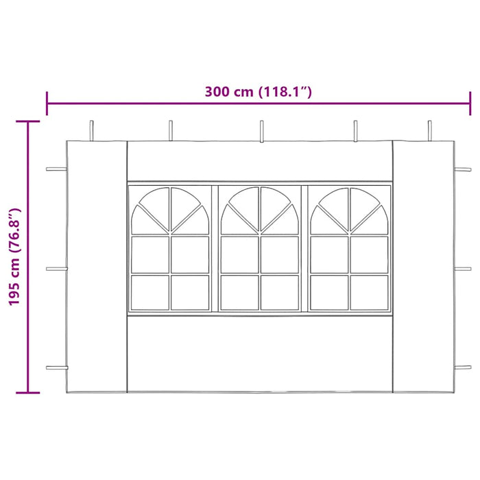 Parete per Tendostruttura 2 pz con Finestra in PE Blu 45115