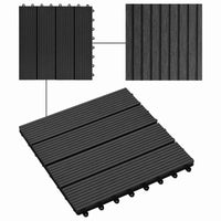 Piastrella per Decking 11 pcs Nero 30 x 30 cm WPC 42046668