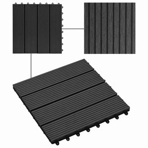 Piastrella per Decking 11 pcs Nero 30 x 30 cm WPC 42046668