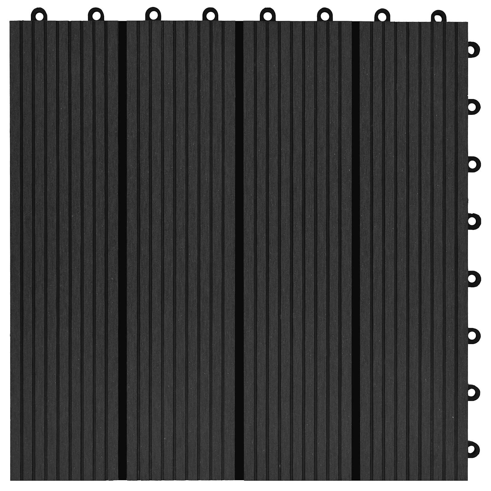 Piastrella per Decking 11 pcs Nero 30 x 30 cm WPC 42046668