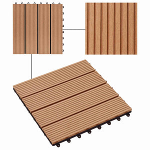 Piastrella per Decking 11 pcs Teak riciclato 30 x 30 cm WPC 42046669