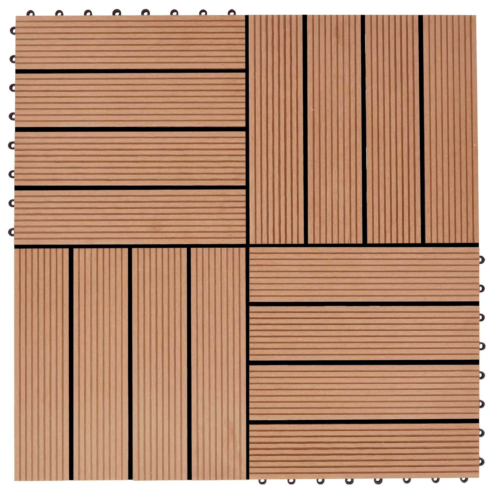 Piastrella per Decking 11 pcs Teak riciclato 30 x 30 cm WPC 42046669