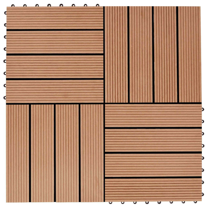 Piastrella per Decking 11 pcs Teak riciclato 30 x 30 cm WPC 42046669